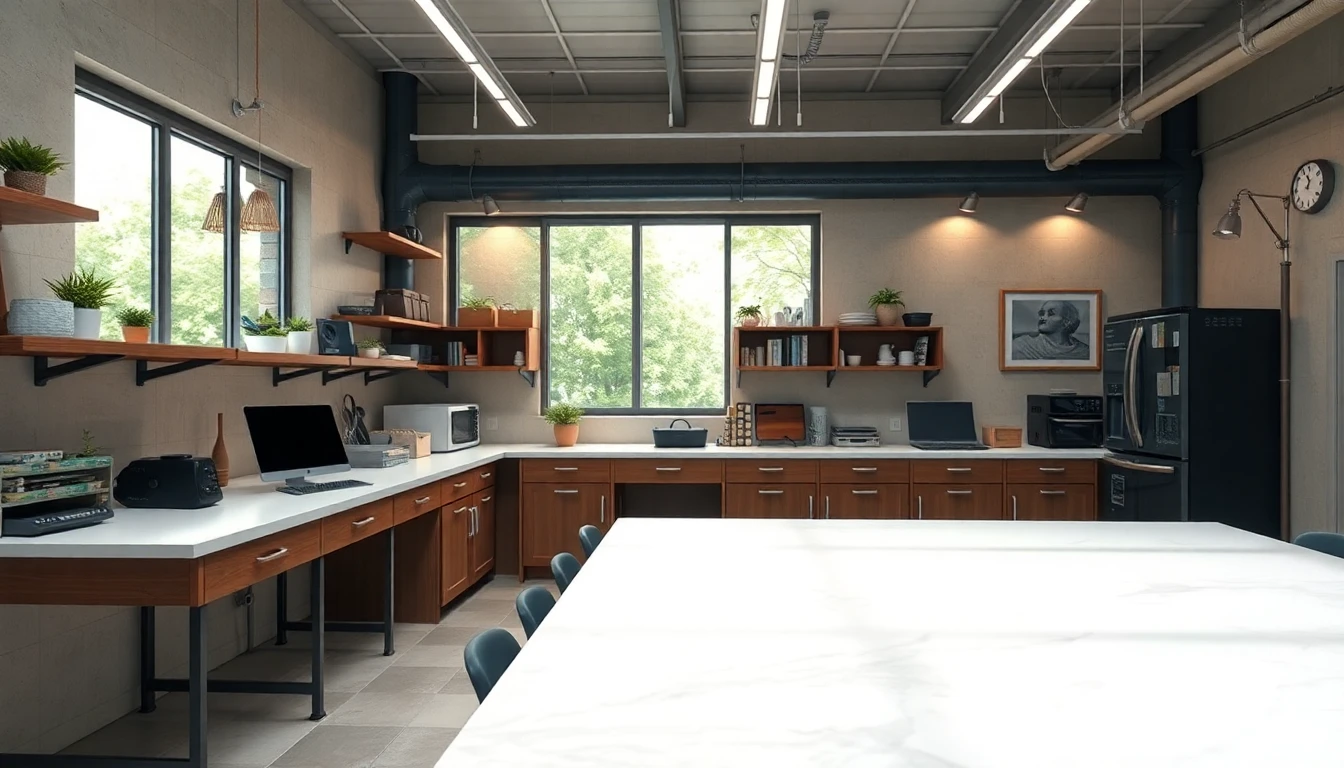 Offener Arbeitsbereich mit modernen Schreibtischen